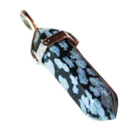 Snowflake Obsidian point pendant, 40mm