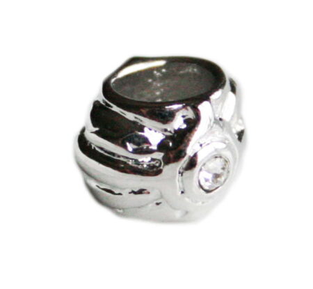Nickel free barrel bead w rhinestones, 7mm