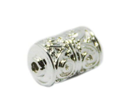 Nickel free double filigree bead, bright silver, 7x12mm