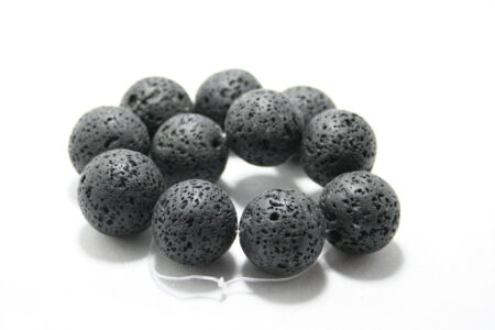Black Lava bead string, round, 25mm, 40cm