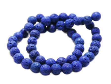 Navy Lava bead string, round, 8mm, 40cm