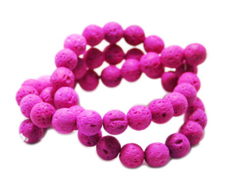 Pink Lava bead string, round, 8mm, 40cm