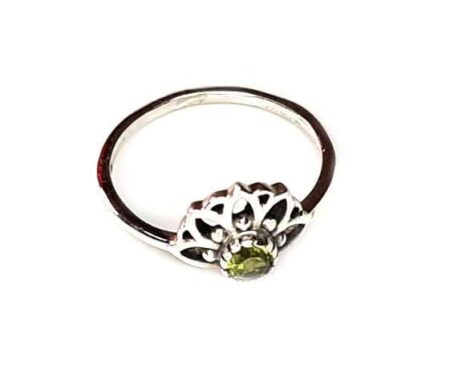 Peridot ring in 925 silver, round, 17mm ID