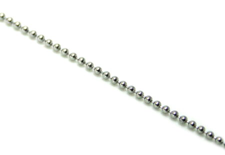 Stainless steel ball chain w clasp, 1mm, 50cm