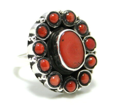 Coral ring in 925 silver, 17mm ID