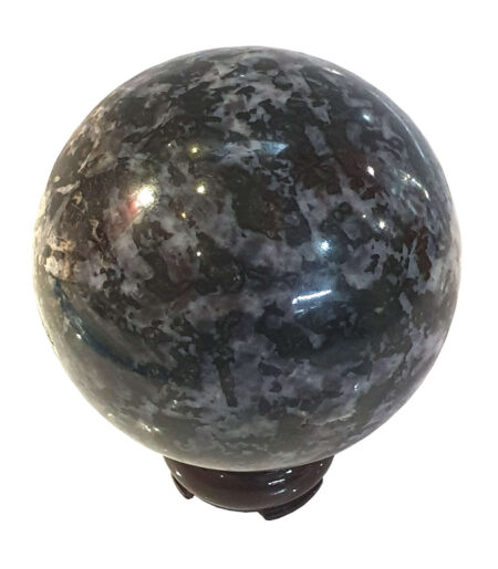 Indigo Gabbro sphere w stand, 90mm high