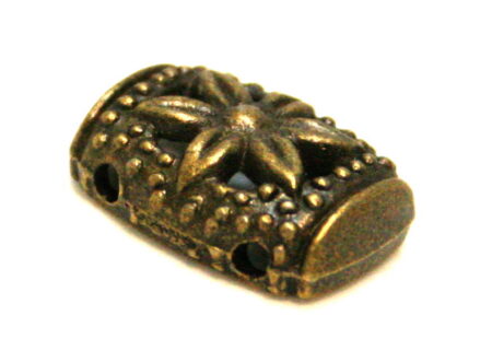4 x Flower spacer, 2 row, bronze, 11x15mm