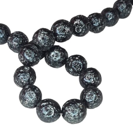 Metallic Midnight Blue Lava bead string, round, 10mm, 40cm