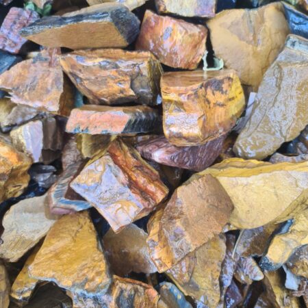 Rough Blue, Red & Yellow Tigers Eye Mixed - per kilogram