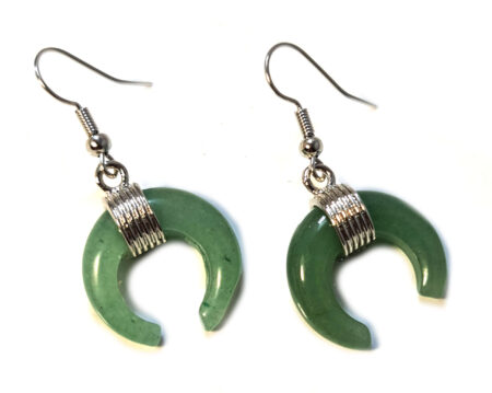 Aventurine crescent moon earrings, 40mm incl. hook