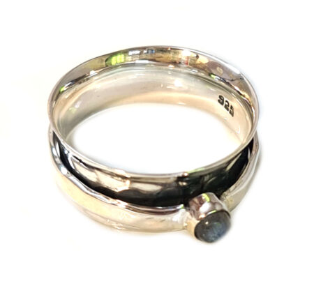 Labradorite spinner ring in 925 silver, round, Size 10
