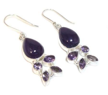 Amethyst earrings in 925 silver, 48mm incl. hook
