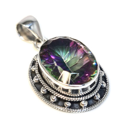Mystic Topaz pendant in 925 silver, oval, 42mm incl. bail