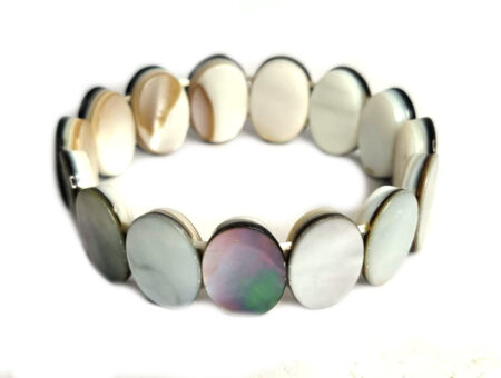 Natural shell bracelet, oval, stretchcord