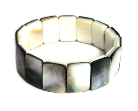 Natural shell bracelet, rectangular, stretchcord