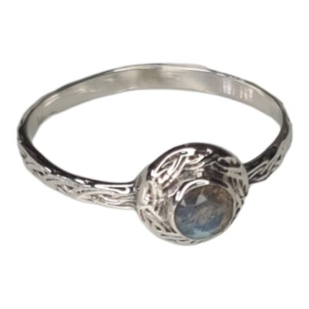Labradorite ring in 925 silver, round, size 8
