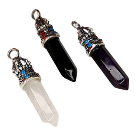 Assorted Gemstone point pendant, 50mm incl. bail