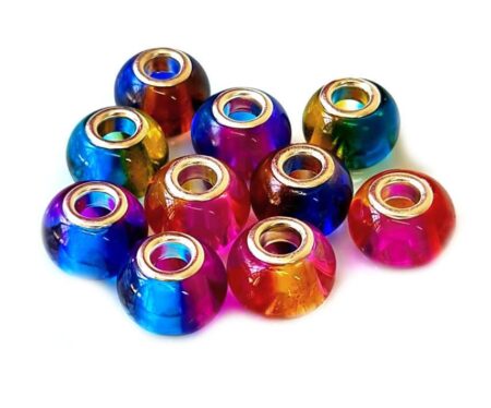 European Glass bead, multi-colored, 12x15mm, 5mm hole