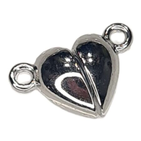 Magnetic clasp in base metal, heart, 10x15mm