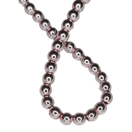 Colored Hematite bead string, metallic bright rose, round, 3mm, 40cm