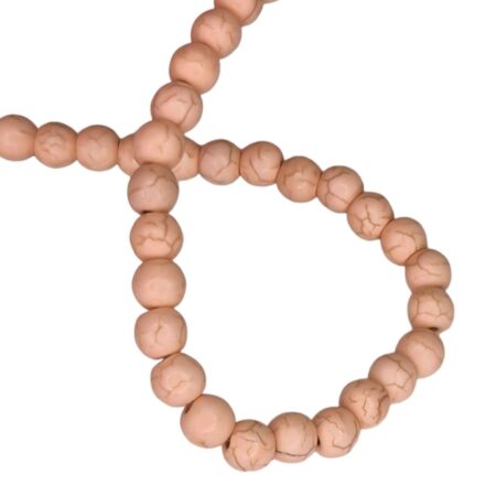 Colored Howlite bead string, light salmon, round, 4mm, 40cm