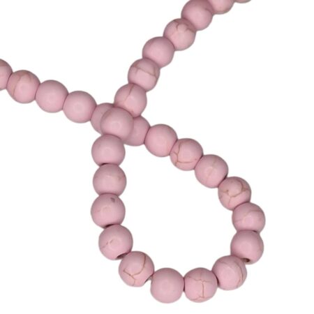 Colored Howlite bead string, light pink, round, 4mm, 40cm