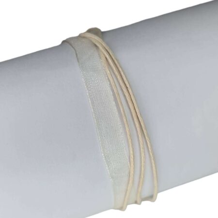 Ribbon necklace w clasp, cream, 45cm
