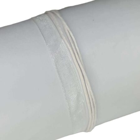 Ribbon necklace w clasp, white, 45cm