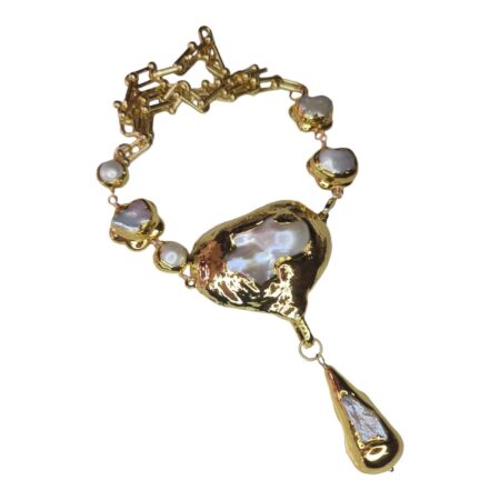 Freshwater and Keshi pearl necklace, gold base, 48cm