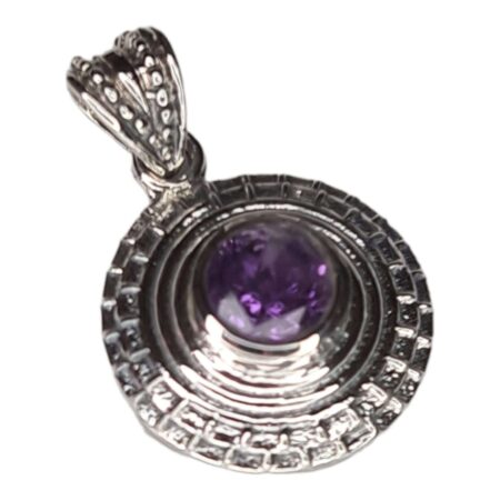 Amethyst pendant in 925 silver, round, 30mm incl. bail