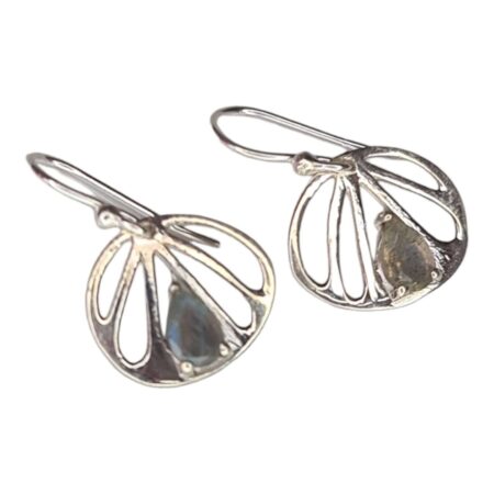 Drop earrings in 925 silver, Labradorite, 26mm incl. hook