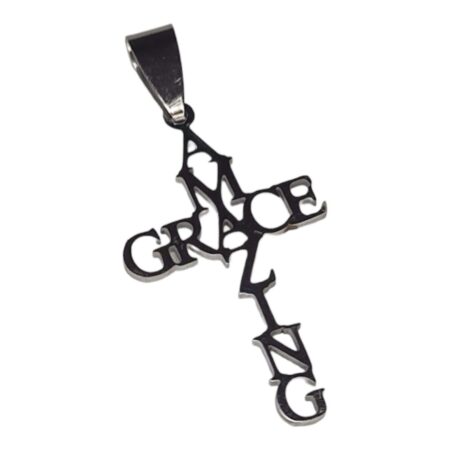 Stainless Steel cutout pendant, Amazing Grace, 40mm