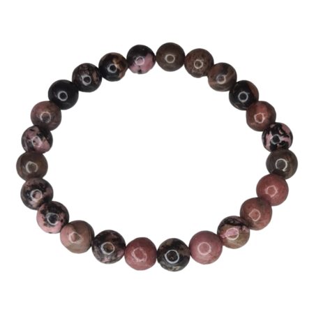 Rhodonite bead bracelet, 8mm, stretchcord