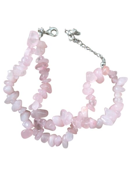 Double chip bracelet w clasp, Rose Quartz
