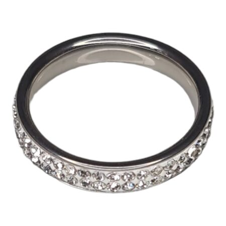 Rhinestone encrusted ring, stainless steel, ass. sizes