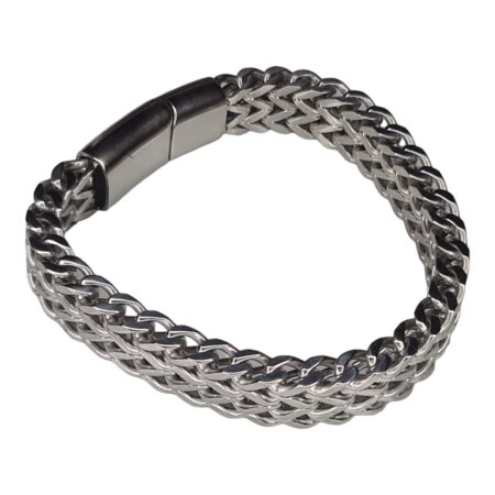 Stainless steel chain bracelet w clasp, 19cm