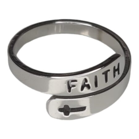 Engraved ring, stainless steel, Faith, adjustable