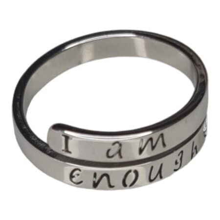 Engraved ring, stainless steel, I am enough, adjustable