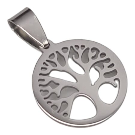 Tree of life pendant, stainless steel, 33mm