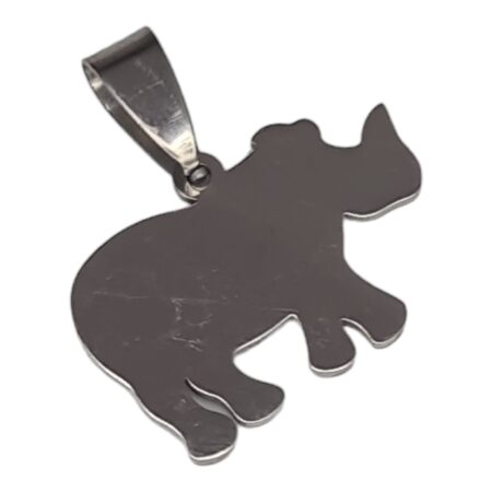Rhino pendant, stainless steel, 25mm