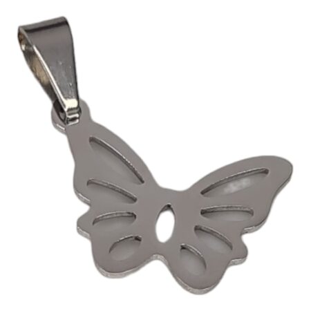 Butterfly pendant, stainless steel, 24mm