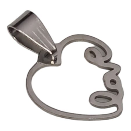 Love heart pendant, stainless steel, 25mm