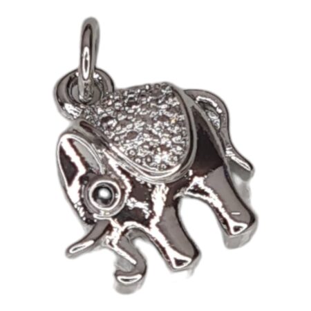 Elephant w rhinestones pendant, 16mm