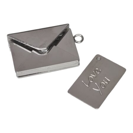 Envelope w letter locker pendant, stainless steel, 25mm
