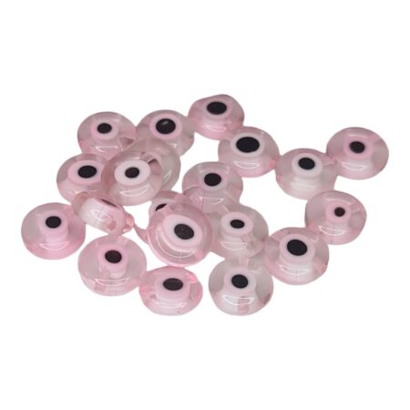 Evil eye glass bead, pink, 10mm