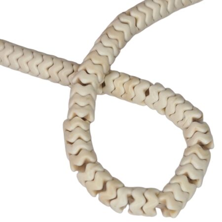 Cream Howlite rondelle bead string, zig-zag, 4x9mm, 38cm