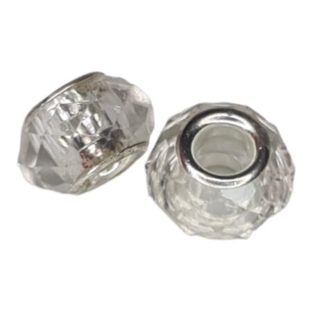European glass faceted bead, clear, 9x15mm, 5mm hole