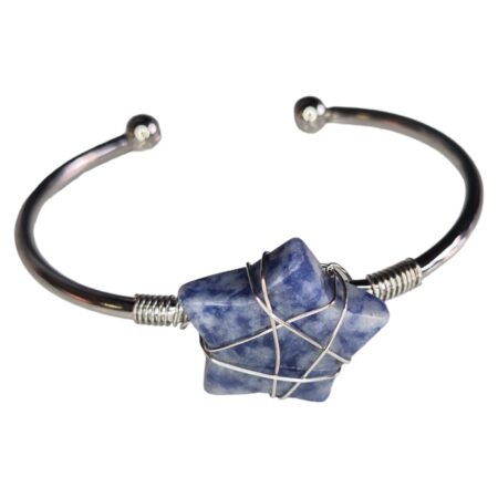 Wire wrapped star bangle, Sodalite