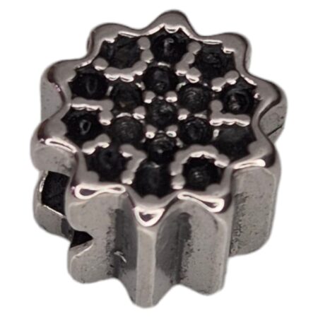 Bead in stainless steel, flower design, 12mm