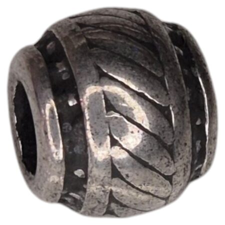 Barrel bead in stainless steel, rope design, 9x10mm